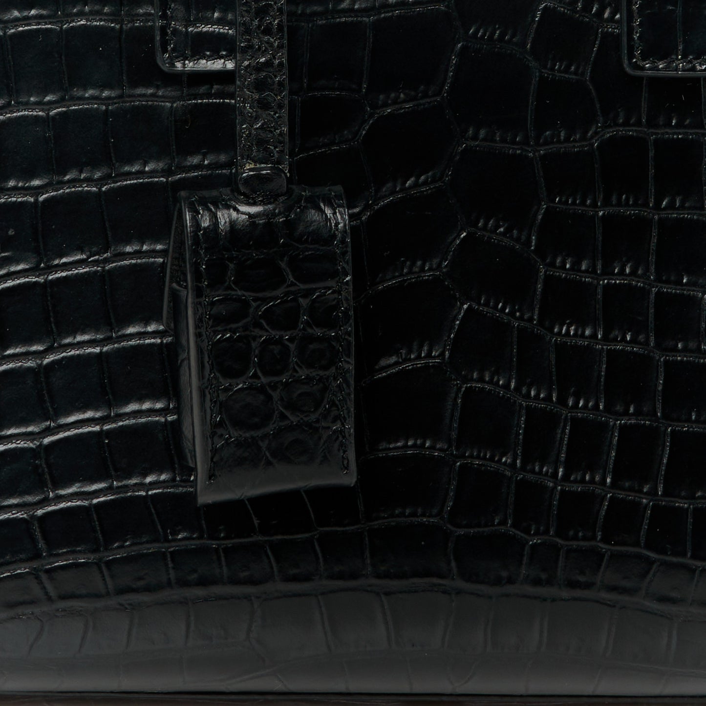 Calfskin Crocodile Embossed Nano Sac De Jour Black