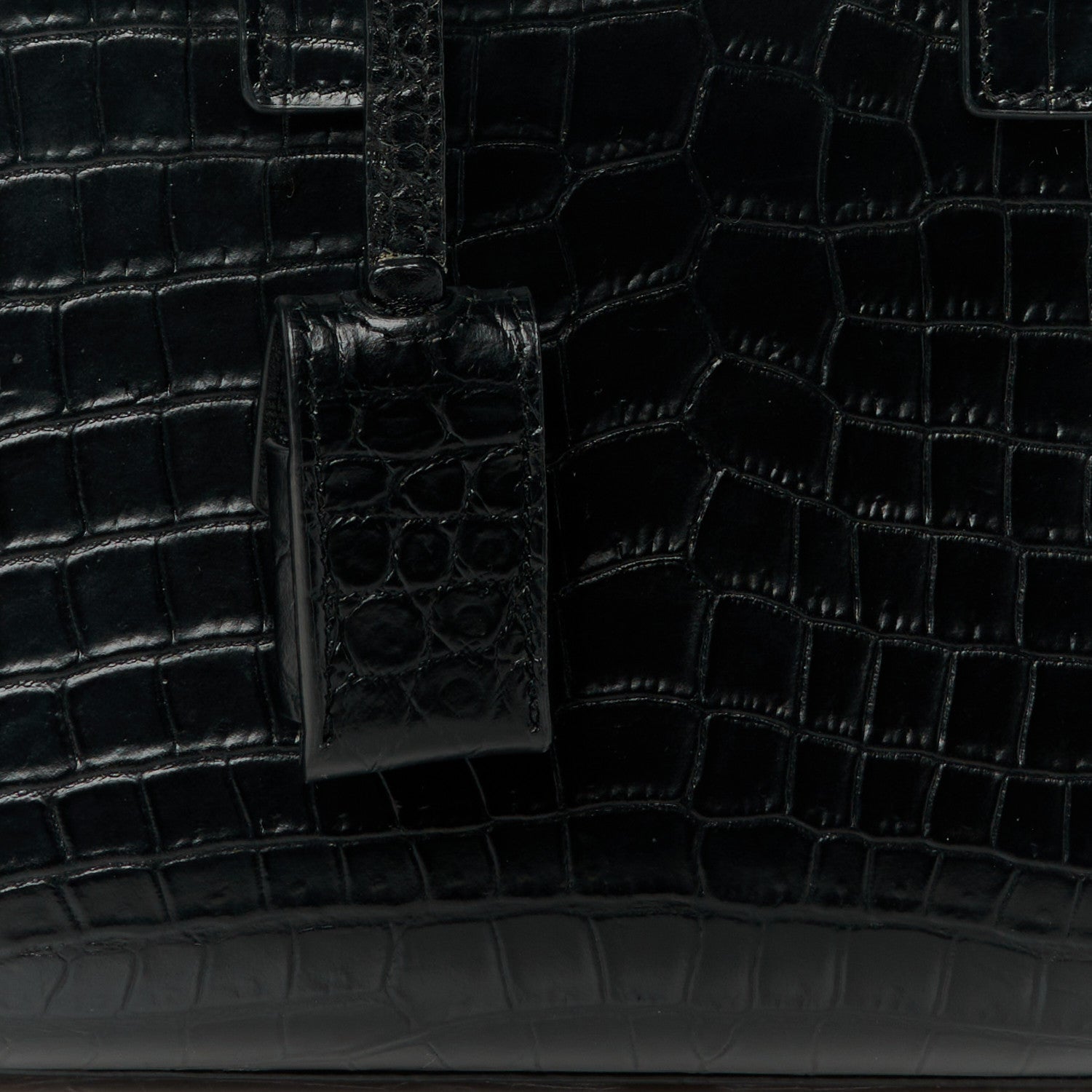 Saint Laurent Calfskin Crocodile Embossed Nano Sac De Jour Black 9 of 11