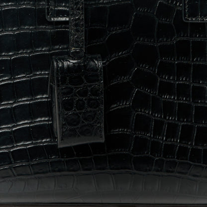 Saint Laurent Calfskin Crocodile Embossed Nano Sac De Jour Black 9 of 11