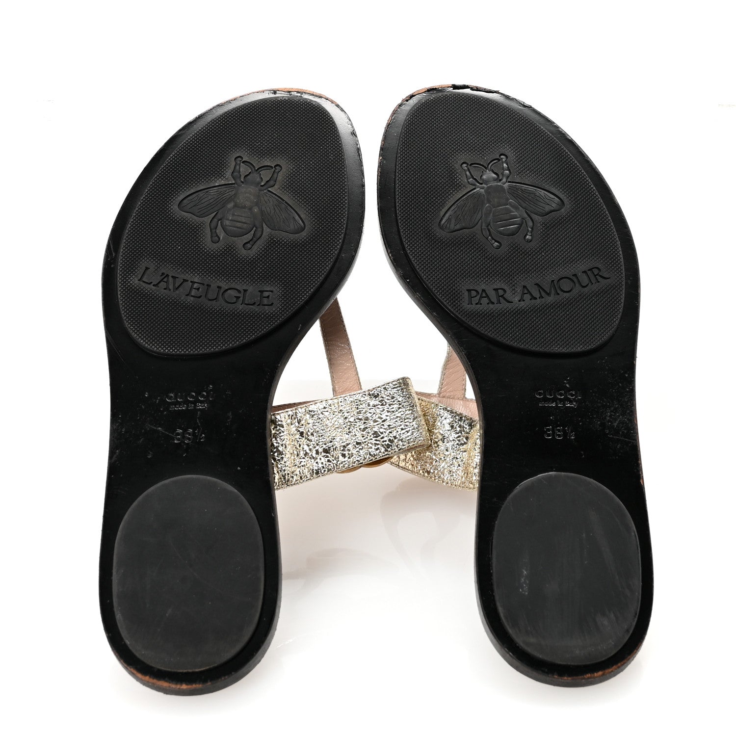 Gucci Nappa Silk Galassia GG Marmont Thong Flat Sandals 38.5 Platino 6 of 8