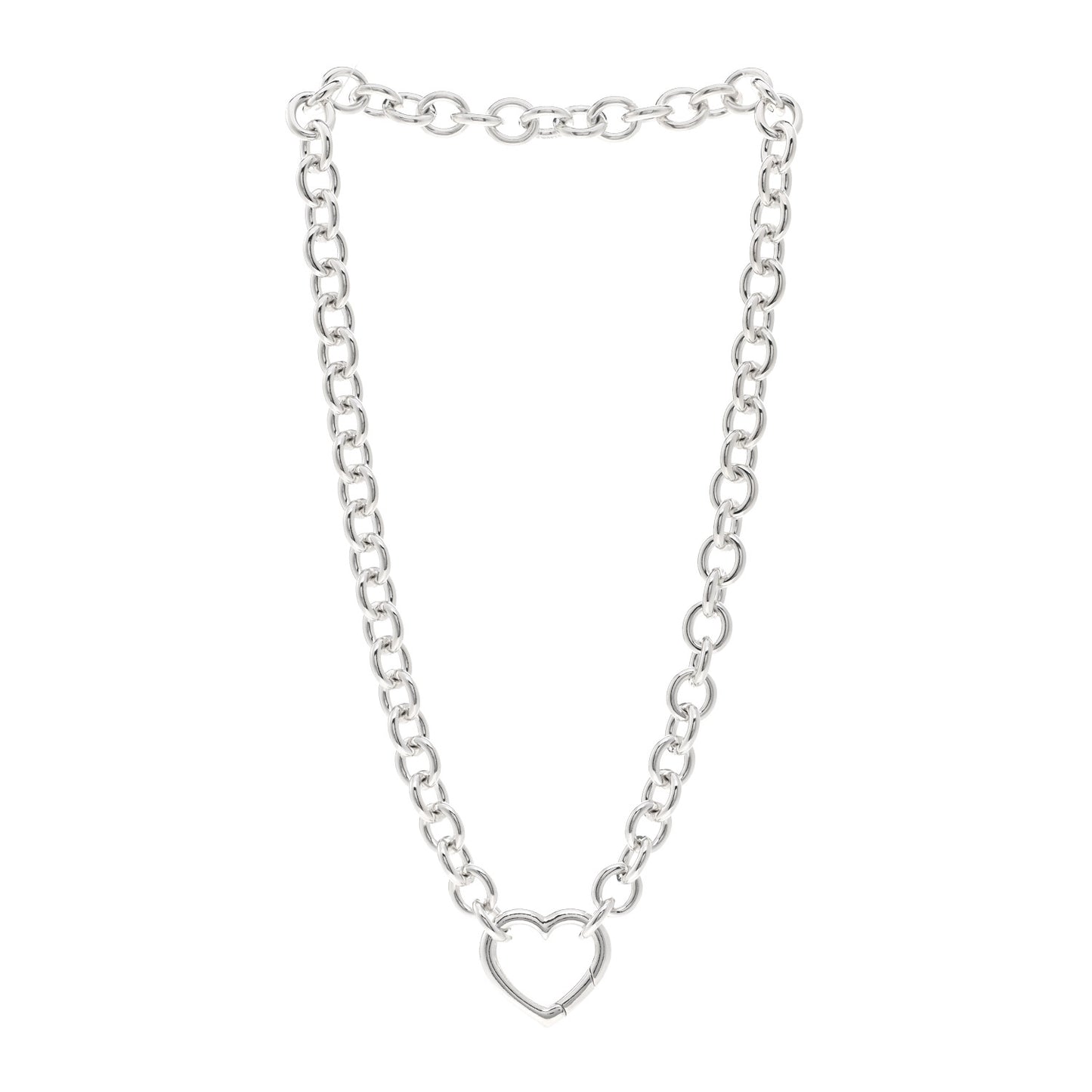 Sterling Silver Heart Clasp Choker Necklace