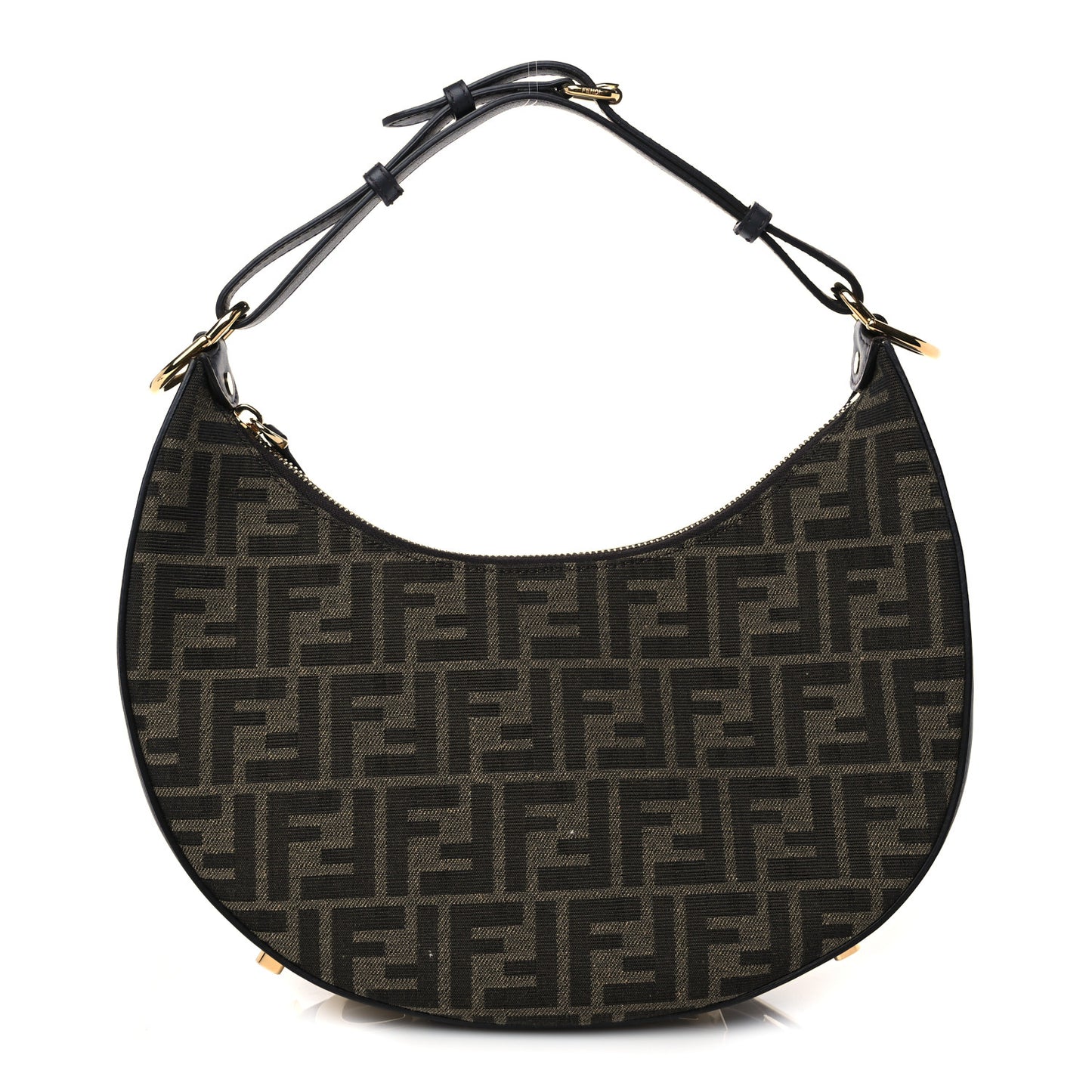 Fabric Jacquard Vitello Grace FF 1974 Small Fendigraphy Hobo Bag Tobacco Moro Ebano