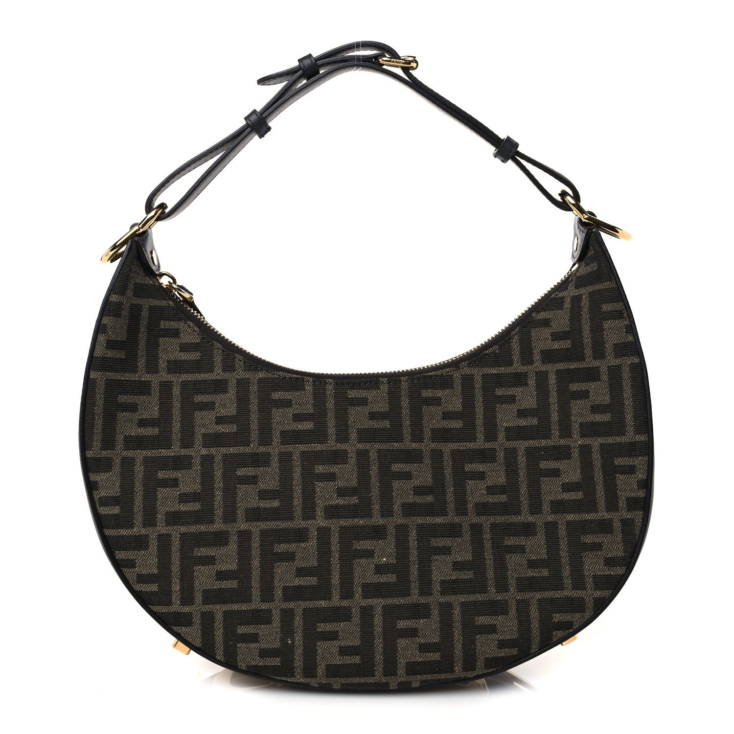 Fendi Fabric Jacquard Vitello Grace FF 1974 Small Fendigraphy Hobo Bag Tobacco Moro Ebano 1 of 9