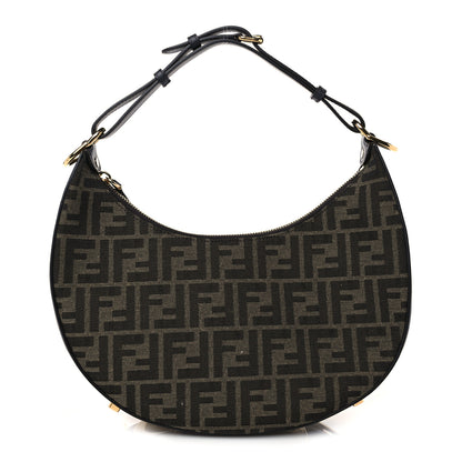 Fendi Fabric Jacquard Vitello Grace FF 1974 Small Fendigraphy Hobo Bag Tobacco Moro Ebano 1 of 9