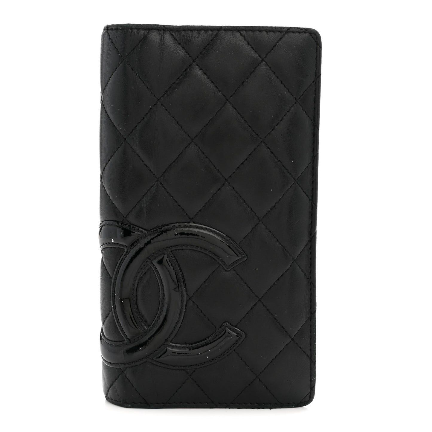 Calfskin Quilted Cambon Yen Wallet Black