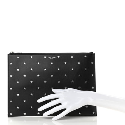 Saint Laurent Calfskin Star Logo Zipped Tablet Pouch Black 2 of 8