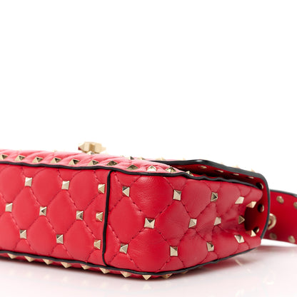 Valentino Garavani Lambskin Small Rockstud Spike Shoulder Bag Red 10 of 10
