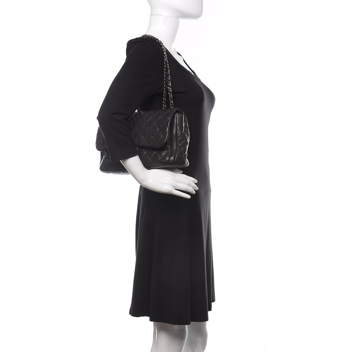 Chanel Caviar Quilted Large Now and Forever Flap Black 663499