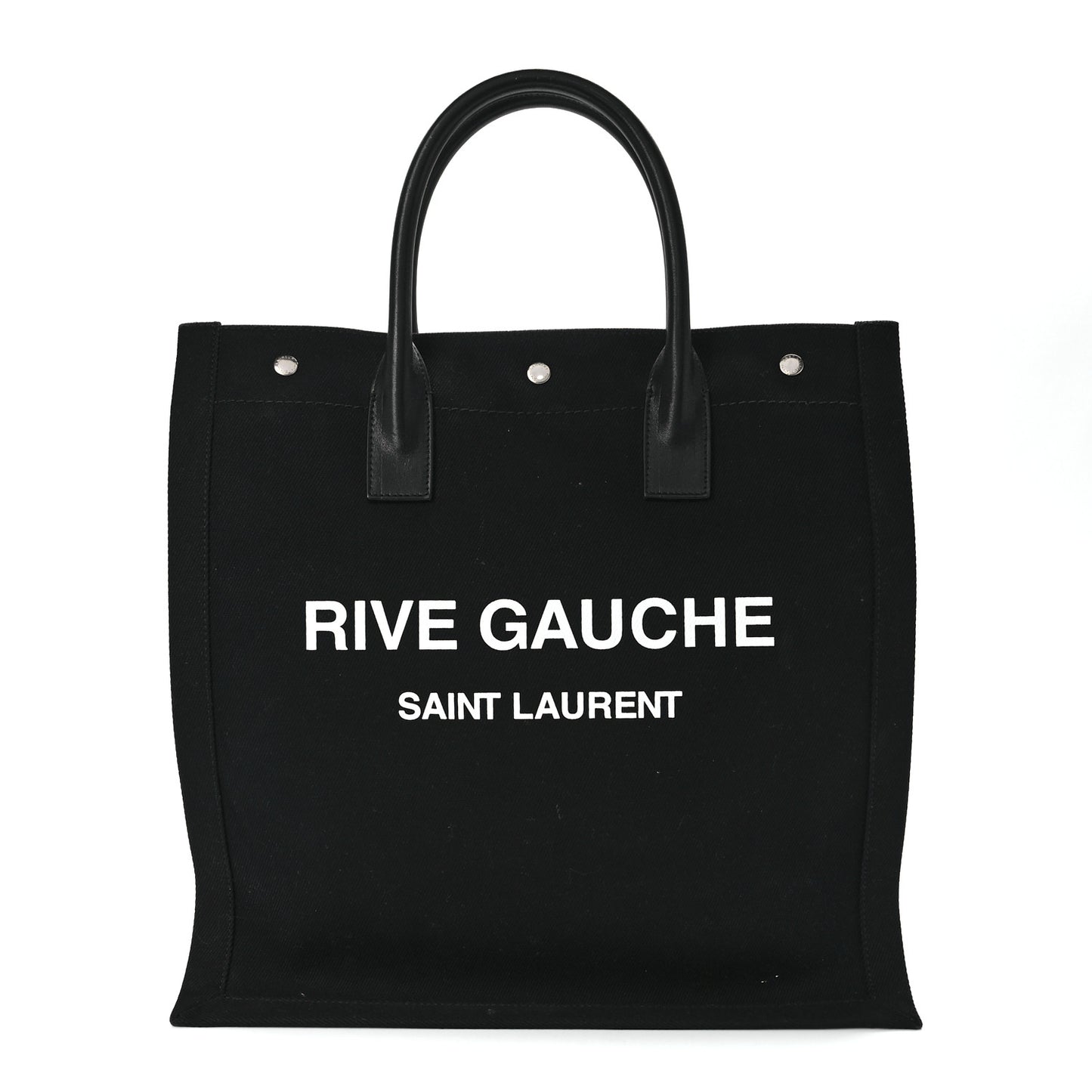 Linen Calfskin Rive Gauche North South Tote Black