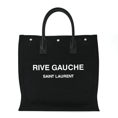 Saint Laurent Linen Calfskin Rive Gauche North South Tote Black 1 of 11