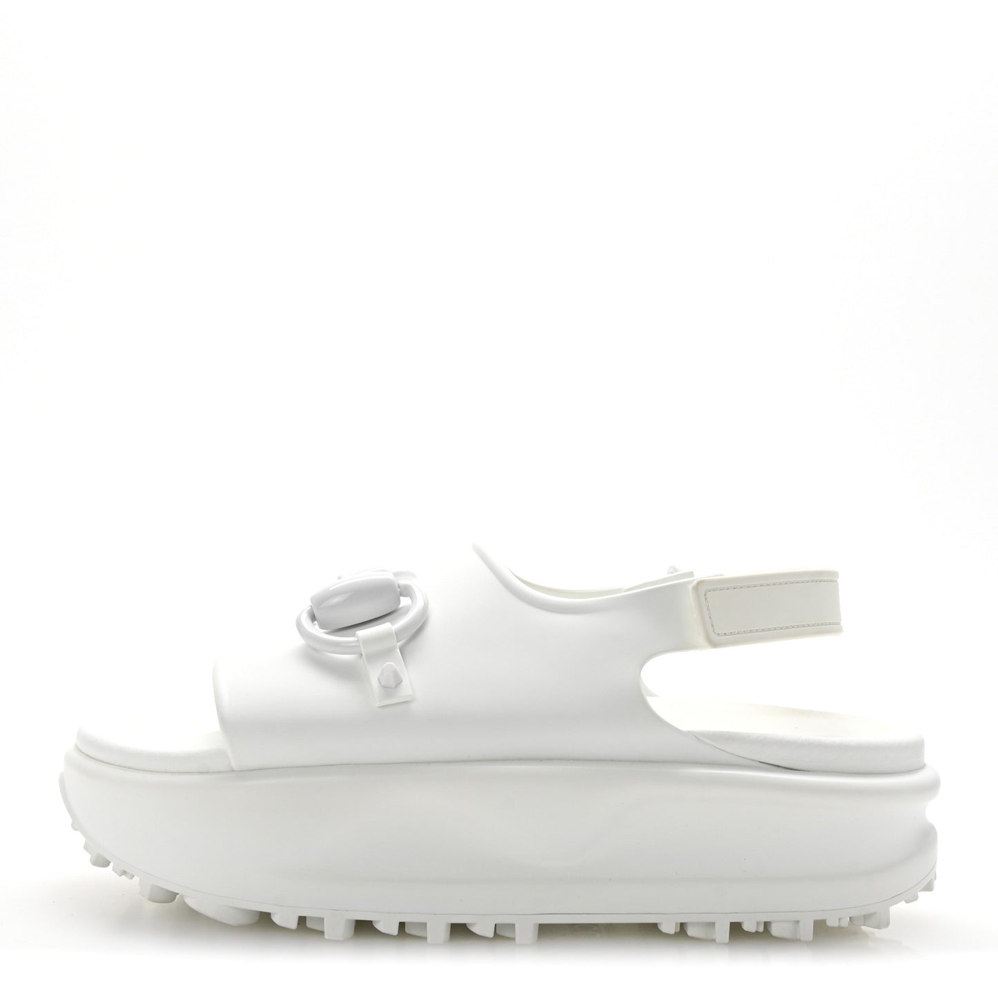 Soft Rubber Horsebit Touch Womens Strapped Sandals 37 Great White