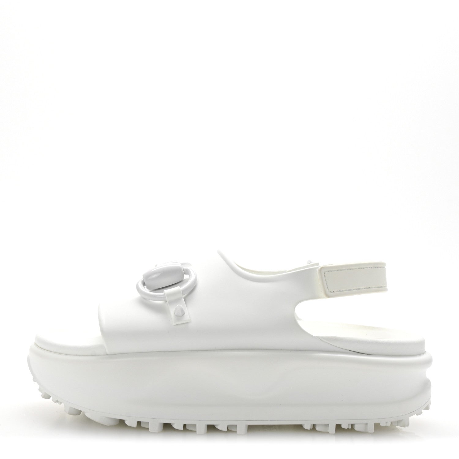 Gucci Soft Rubber Horsebit Touch Womens Strapped Sandals 37 Great White 1 of 8
