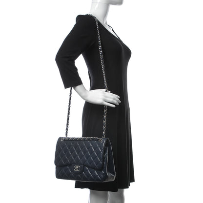 Chanel Caviar Quilted Jumbo Double Flap Navy Blue 2 of 11