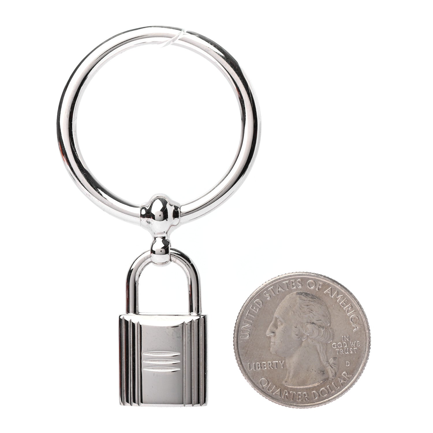 Hermes Palladium Loop Charms Cadenas Scarf Ring Silver 2 of 3