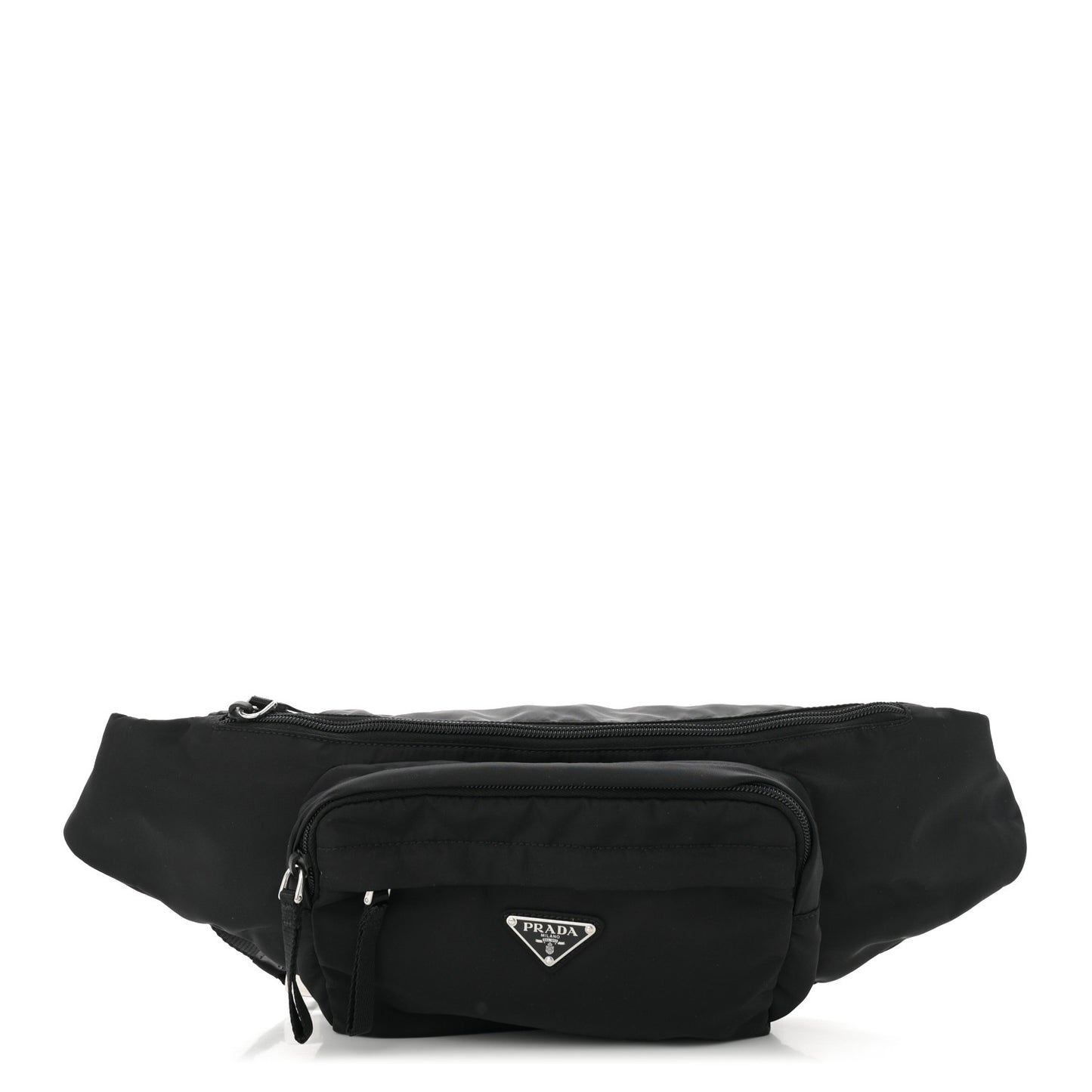 Tessuto Nylon Double Pocket Belt Bag Black