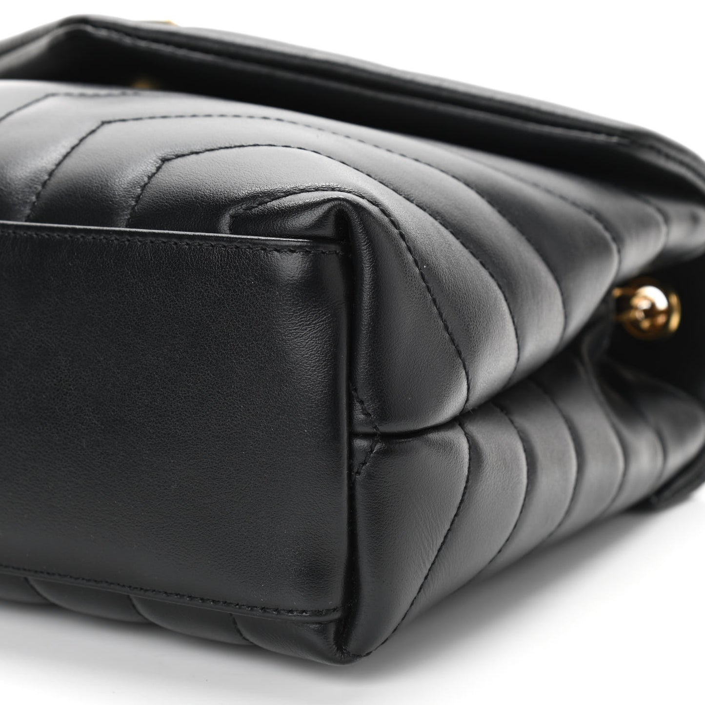 Calfskin Y Quilted Monogram Small Loulou Chain Satchel Black