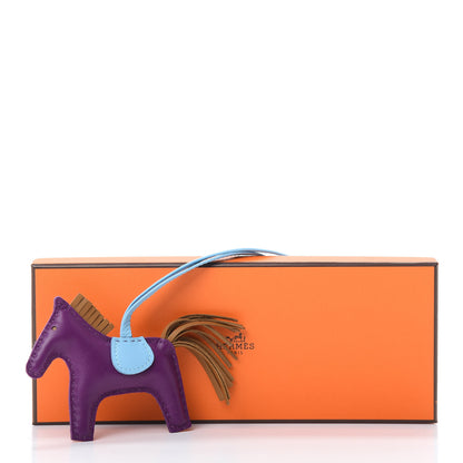Hermes Milo Lambskin Grigri Rodeo Horse Bag Charm PM Violet Celeste Kraft 5 of 5