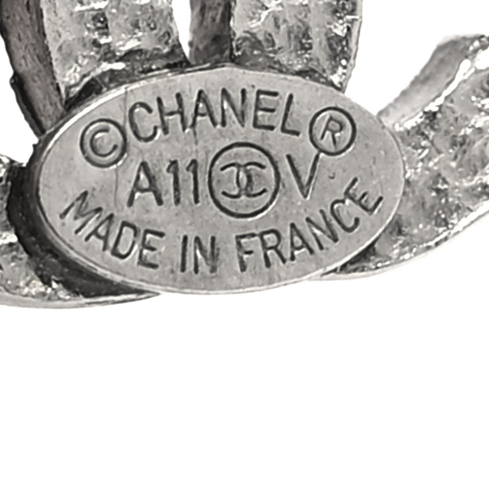 Chanel Crystal Mini Timeless CC Earrings Silver 4 of 4
