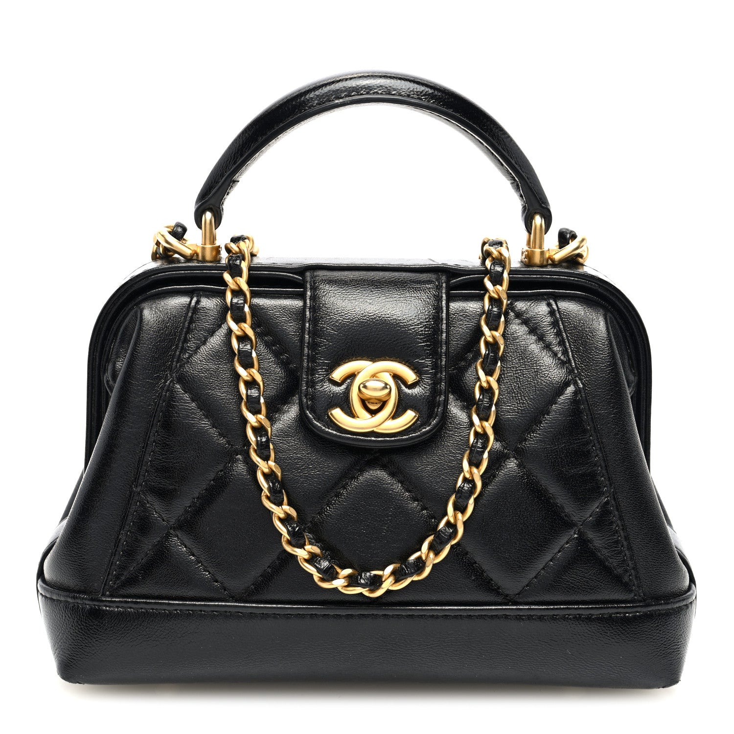 Chanel Shiny Lambskin Quilted Mini Cocodoc Top Handle Bag Black 1 of 10