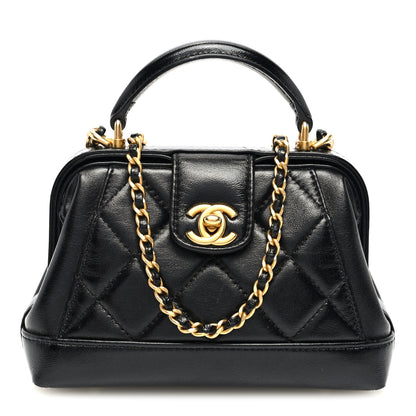 Chanel Shiny Lambskin Quilted Mini Cocodoc Top Handle Bag Black 1 of 10