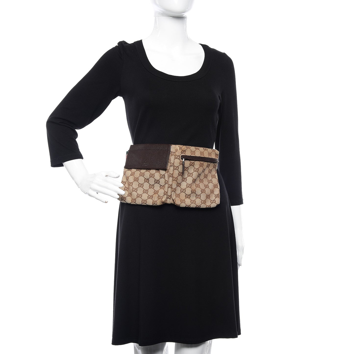 Monogram Web Belt Bag Dark Brown