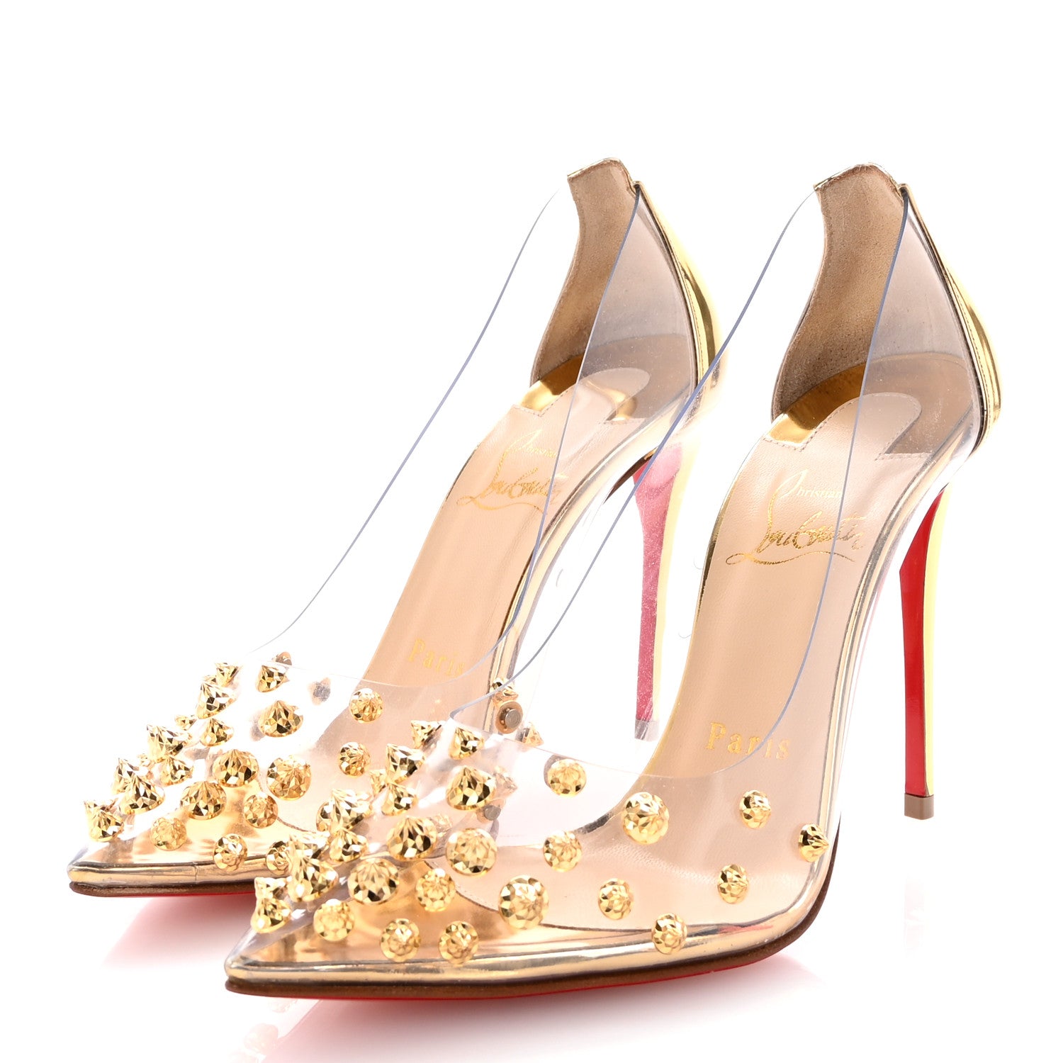 Christian Louboutin PVC Patent Collaclou 100 Pumps 35 Gold 4 of 9