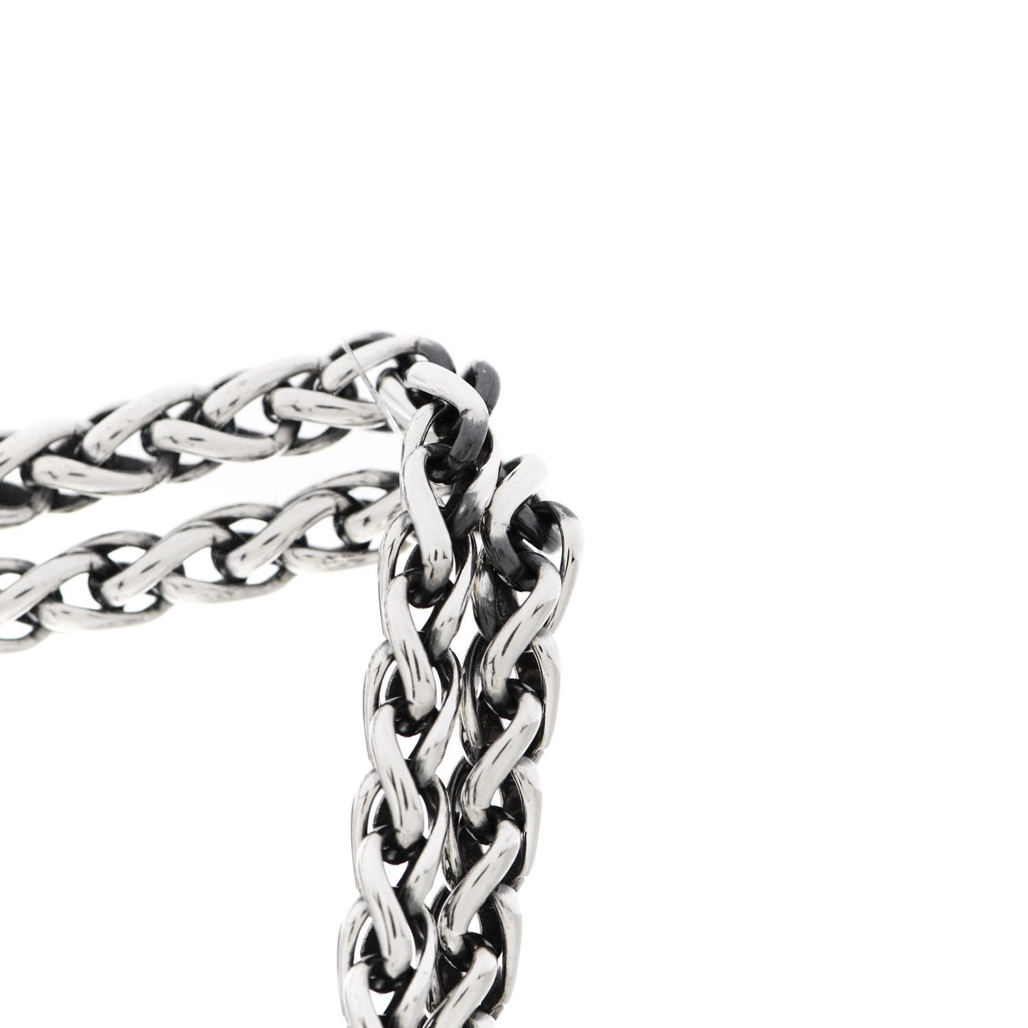 Sterling Silver 18K Yellow Gold 8mm Double Wheat Chain Necklace