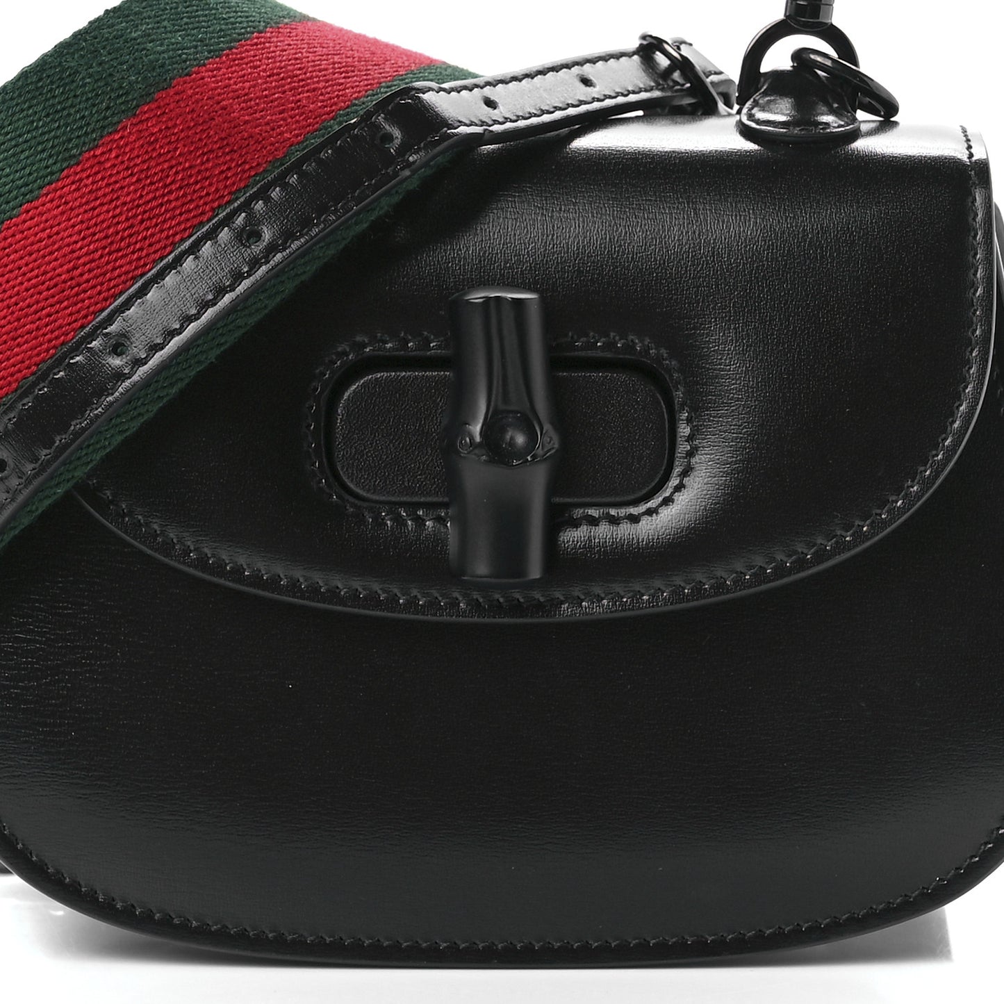 Boarded Dyana Lux Calfskin Web Monochrome Mini Bamboo 1947 Top Handle Bag Black