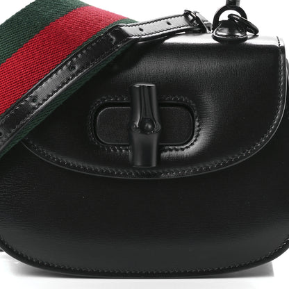 Gucci Boarded Dyana Lux Calfskin Web Monochrome Mini Bamboo 1947 Top Handle Bag Black 7 of 8