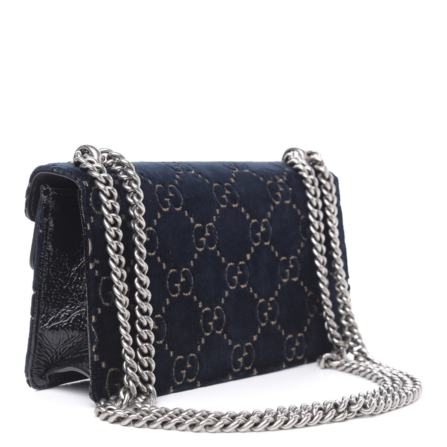 Gucci Velvet Skipper Crystal GG Monogram Small Dionysus Shoulder Bag Blue Beige Black 4 of 14