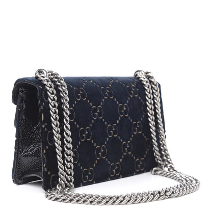 Gucci Velvet Skipper Crystal GG Monogram Small Dionysus Shoulder Bag Blue Beige Black 4 of 14
