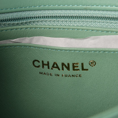Chanel Lambskin Chevron Quilted Mini Rectangular Flap Light Green 8 of 10