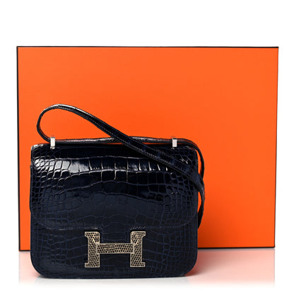 Hermes Shiny Alligator Lizard Constance 18 Bleu Marine Ombre 13 of 13