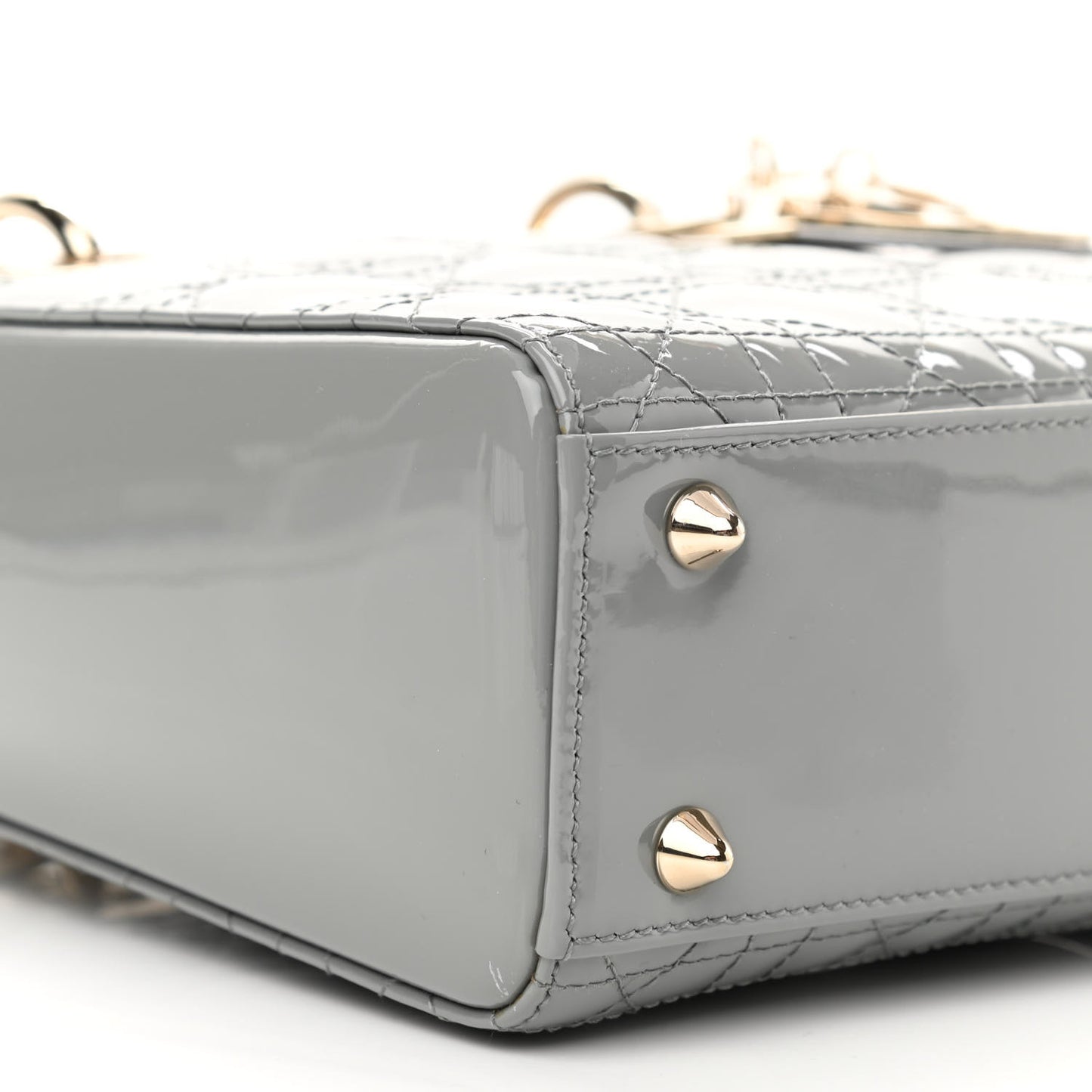 Patent Cannage Small Lady Dior Grey