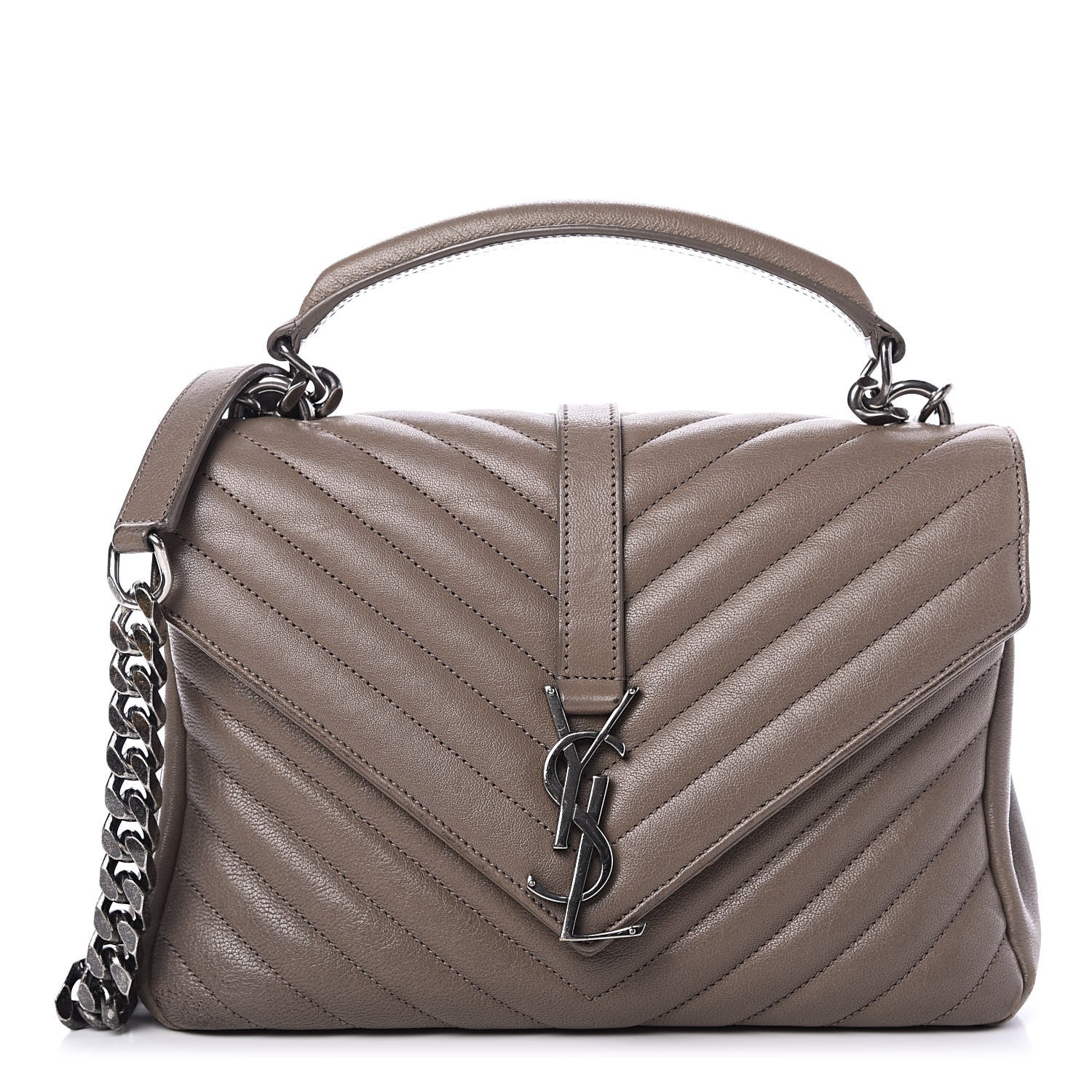 Saint Laurent Sheepskin Matelasse Chevron Monogram Medium College Bag Fard 1 of 15