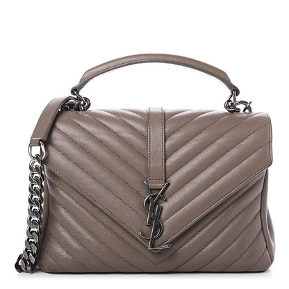 Saint Laurent Sheepskin Matelasse Chevron Monogram Medium College Bag Fard 1 of 15