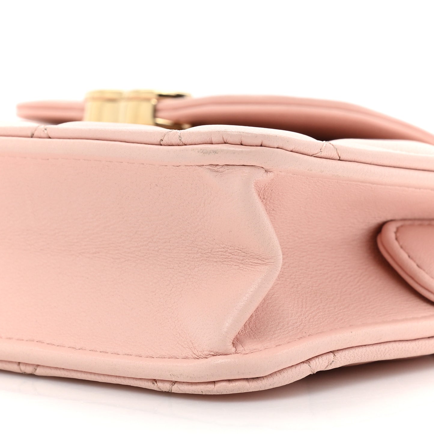Lambskin Quilted CC Pouch Wristlet Pink