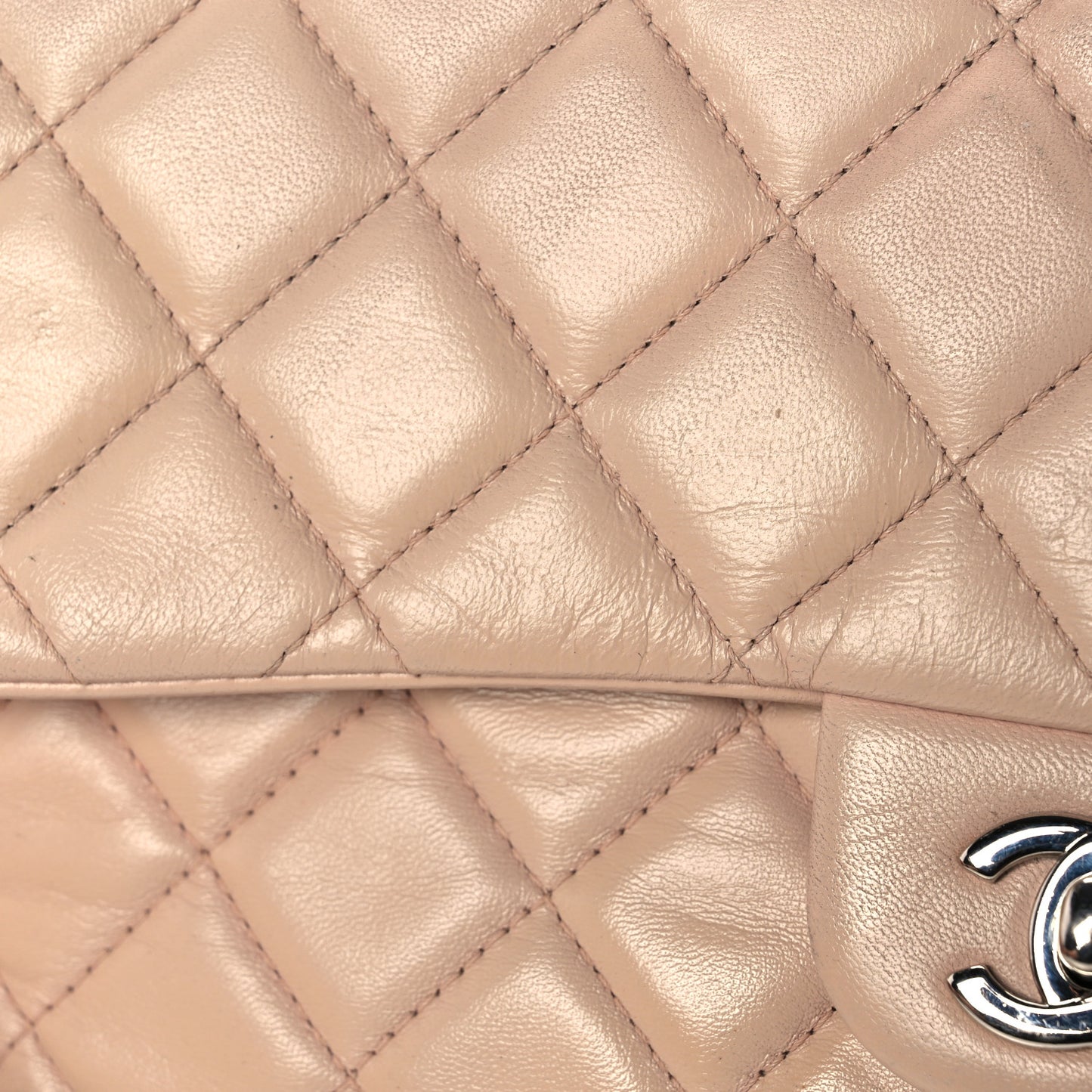 Lambskin Quilted 3 Jumbo Flap Light Pink