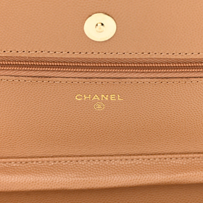 Chanel Caviar Quilted Wallet on Chain WOC Dark Beige 6 of 14