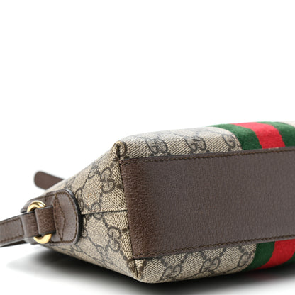 Gucci GG Supreme Monogram Textured Dollar Calfskin Web Small Ophidia Dome Shoulder Bag Beige Ebony New Acero 8 of 10