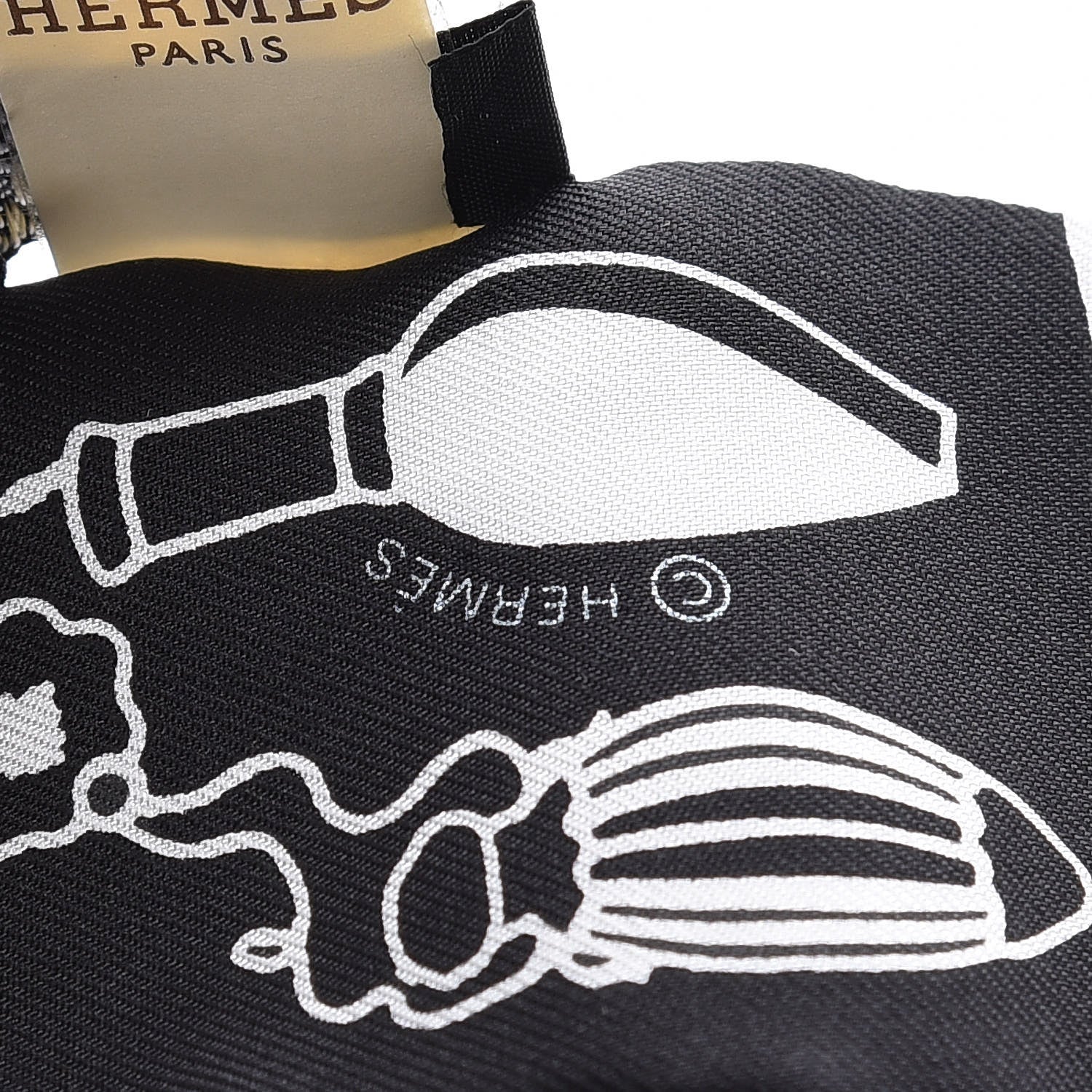 Hermes Silk Les Flacons Bandana Twilly Prune Black White 5 of 5