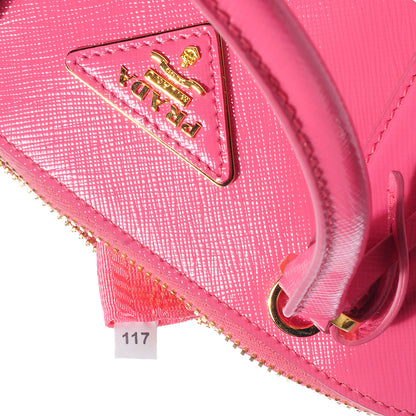 Prada Saffiano Vernice Round Dome Tote Begonia 6 of 11
