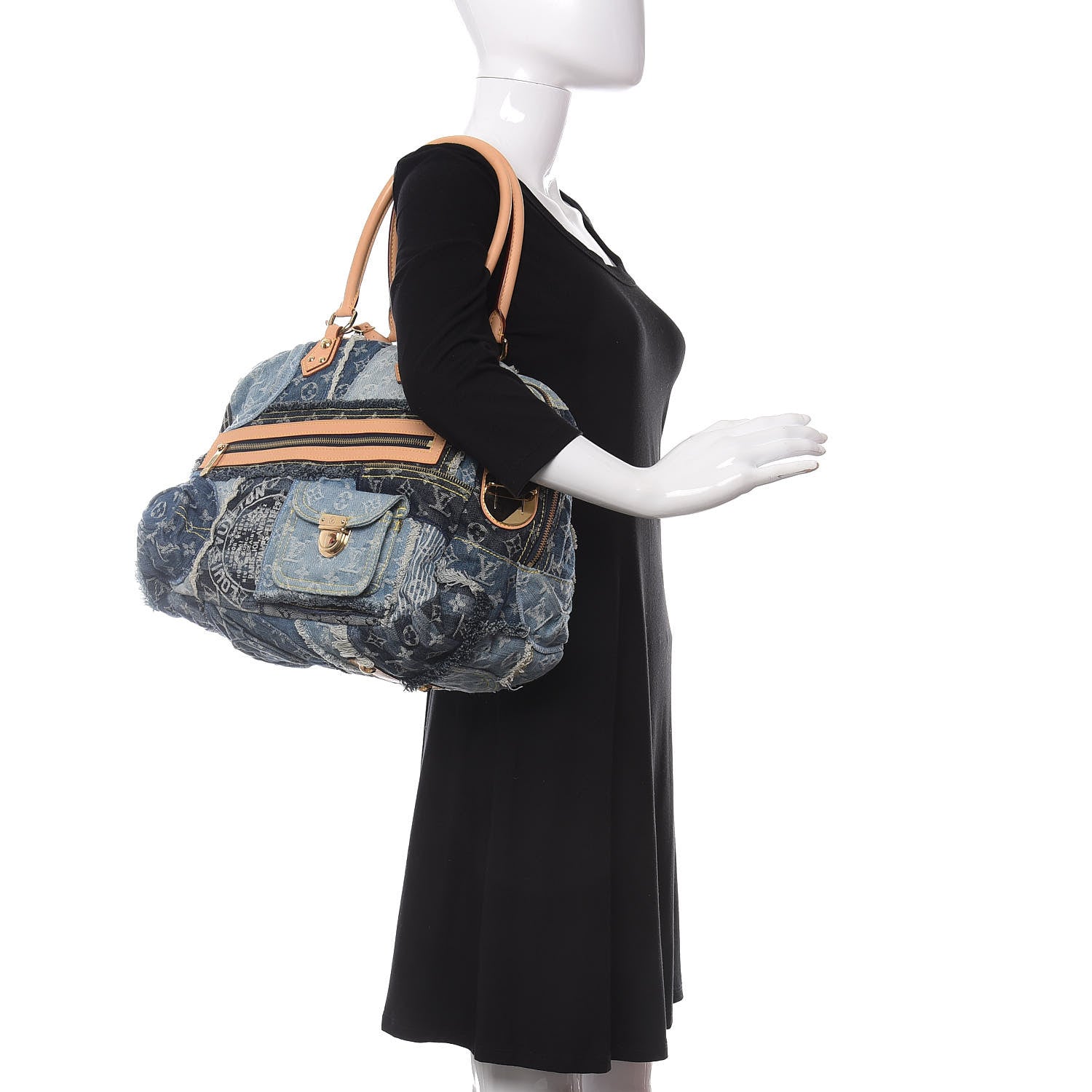 Louis Vuitton Denim Patchwork Bowly Blue 2 of 10