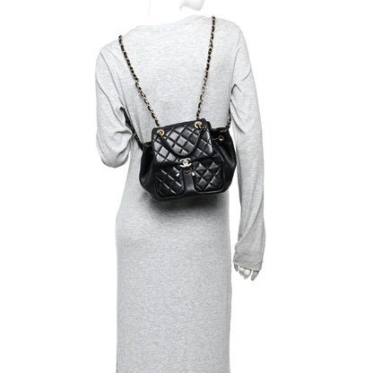 Chanel Lambskin Quilted Daily Friend Drawstring Backpack Black 2 of 10