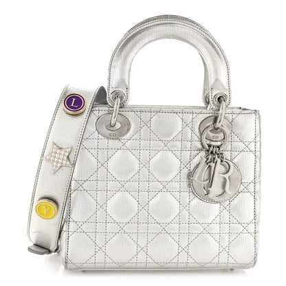 Christian Dior Metallic Grained Calfskin Cannage Small Lucky Badges My Lady Dior Silver 1 of 10