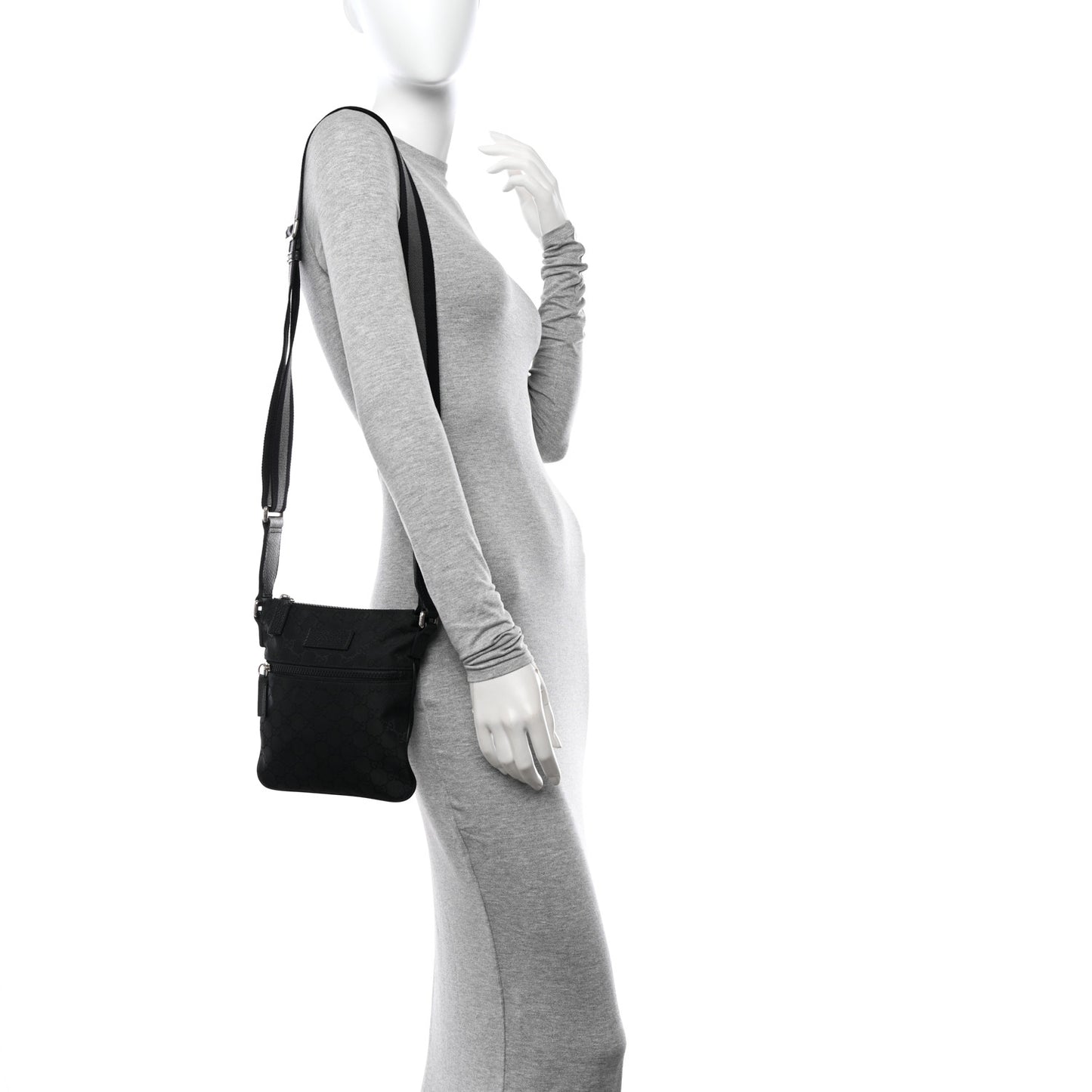 Nylon Monogram Mini Flat Messenger Bag Black
