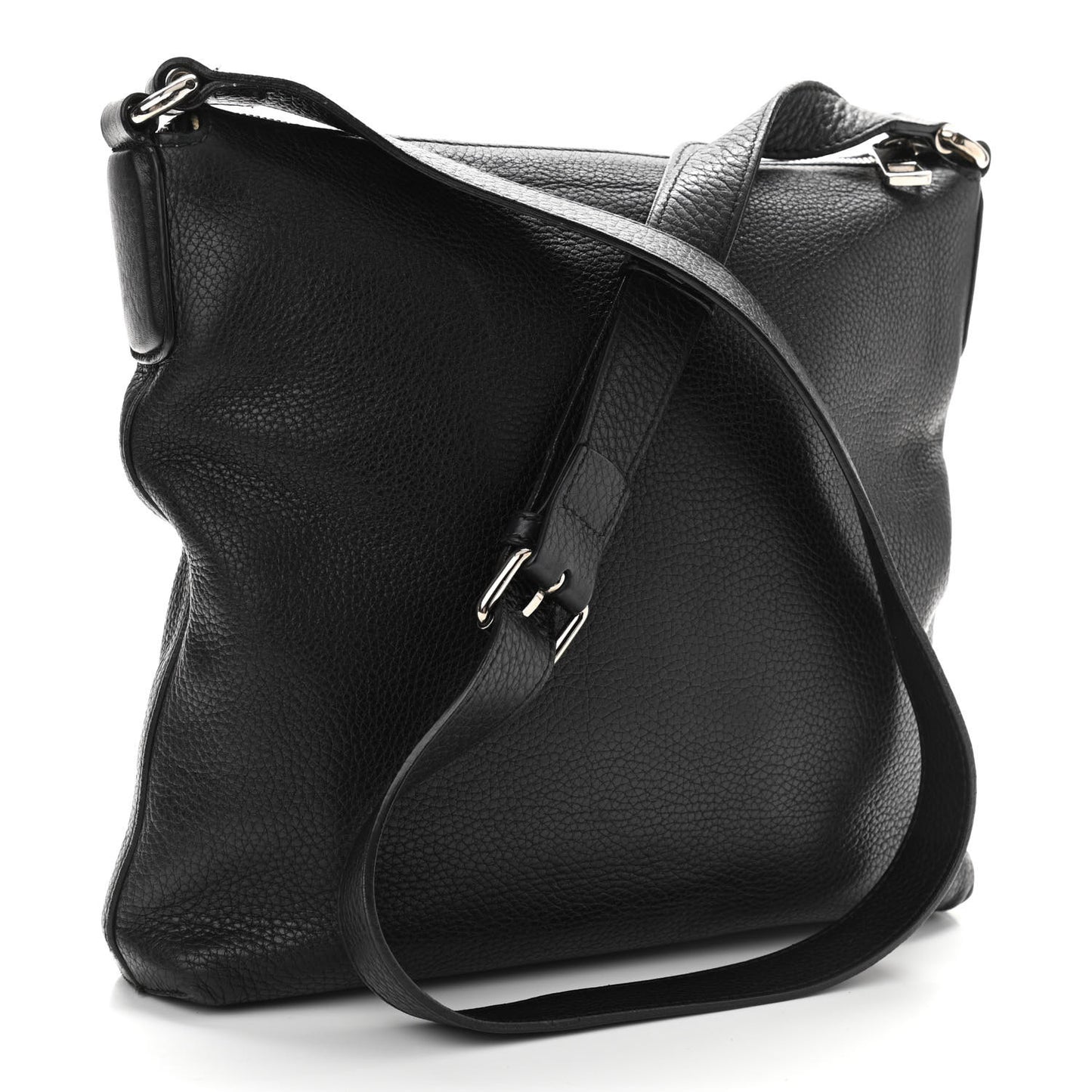 Pebbled Calfskin Medium Soho Messenger Bag Black