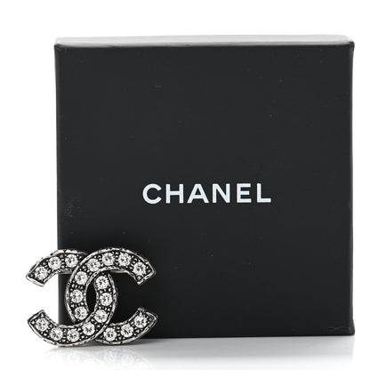 Chanel Crystal Textured CC Brooch Silver 5 of 5