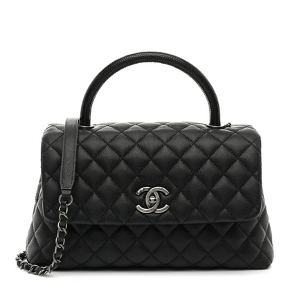 Chanel Caviar Lizard Embossed Quilted Small Coco Handle Flap Black 1 of 10