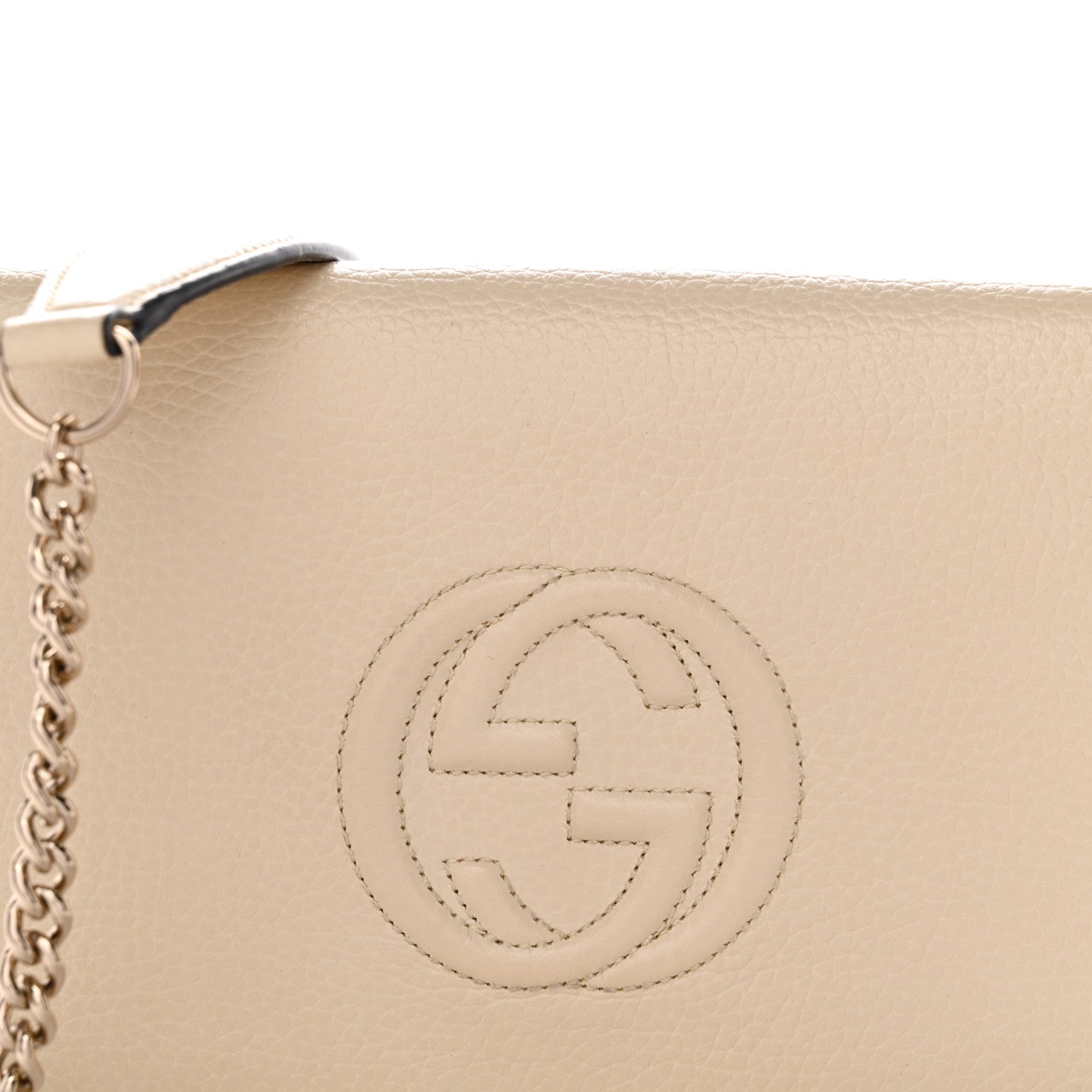 Gucci Pebbled Calfskin Soho Wallet on Chain Ivoire 7 of 13